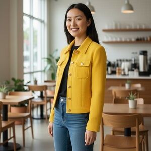 Karl Lagerfeld - Yellow Cropped Women's Jacket.